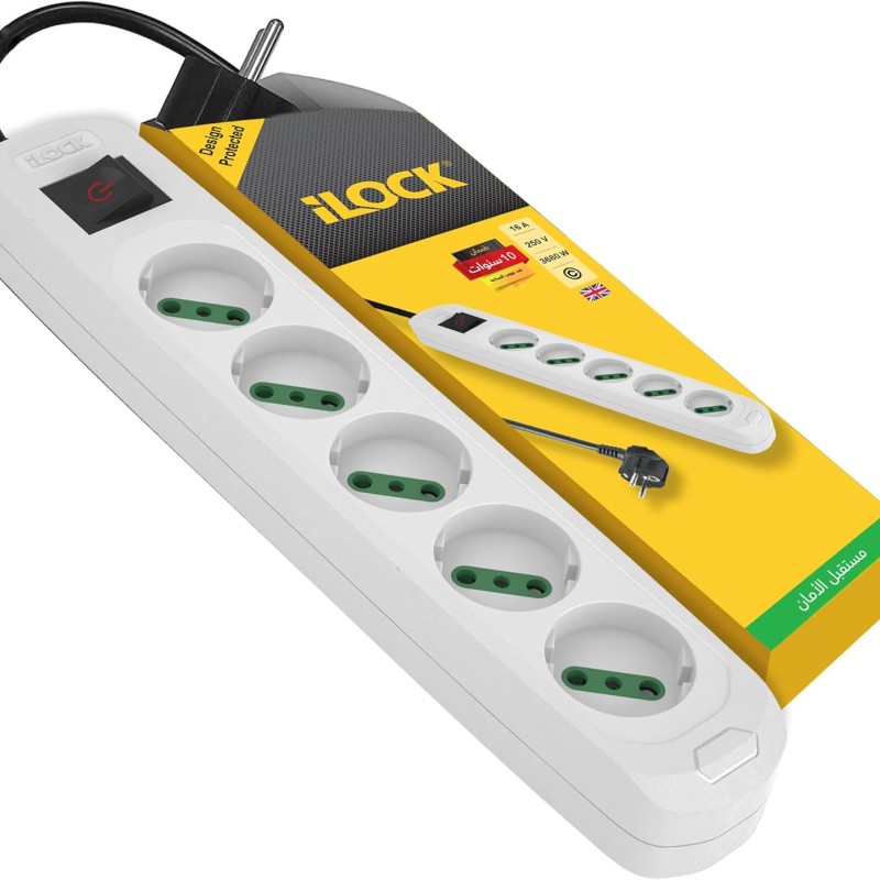 ILOCK ILOCK (5076) Schuko 16A power strip, 5 outlets without earthing 1.5 m