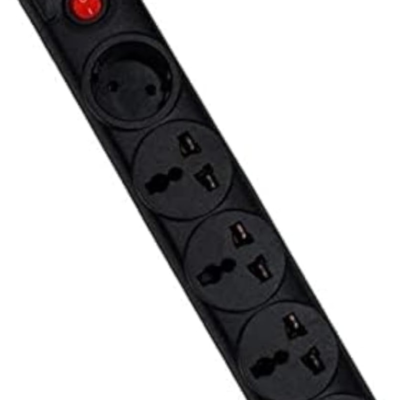 Systemmax Power Strip - 4 Sockets 2 USB Charging Ports - Black