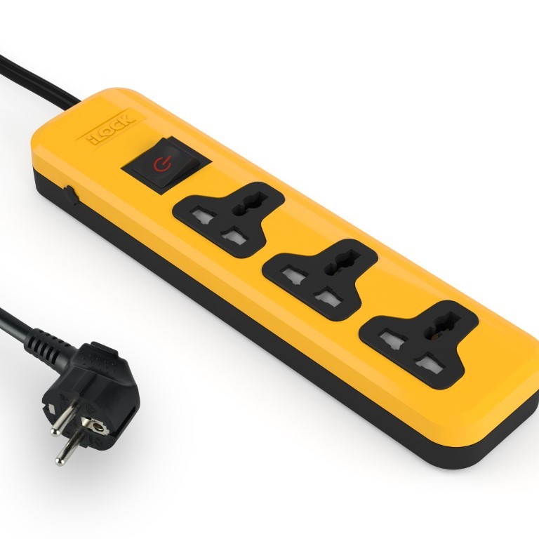 iLOCK (5065)power strip 3E universal outlets with overload switch (black)