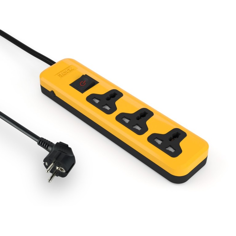iLOCK (5065)power strip 3E universal outlets with overload switch (black)