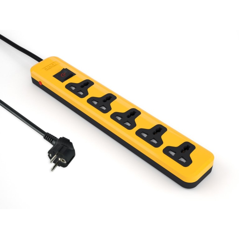 iLOCK PRO(5026) power strip 5E universal outlets with overload switch (black)فيوز