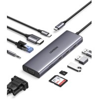 UGREEN 15601 USB Hub Type-C 10 in 1 Dongle With 4K HDMI & VGA Grey