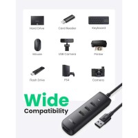 Ugreen Hub-USB-A 3.0 To 4 Port USB-A 3.0 Hub 1m Black 