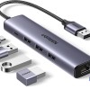 UGREEN 60554 USB3.0 to 3×USB3.0 +RJ45 Gigabit Ethernet Adapter Type-C Power