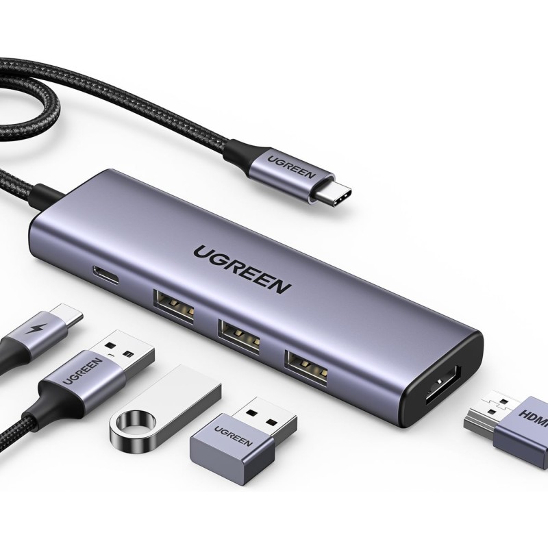 UGREEN 15596 4K HDMI USB C Hub with PD Charging Powered USB C to USB Adapter 5 in 1
