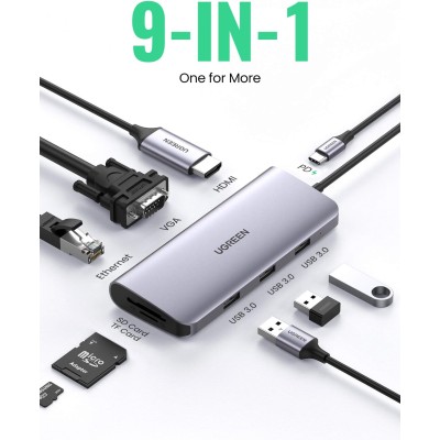 UGREEN 15600 (9*1) CM498 USB-C Multifunction adapter