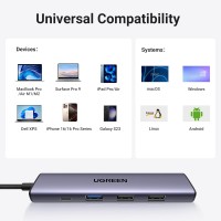 UGREEN (15495) 5*1 USB -C To HDMI+1x USB 3.0 A+2x USB 2.0 A+DP POWER Converter