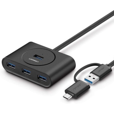UGREEN 2-in-1 4-Port USB 3.0 to USB-C and USB-A with 5Gbps Data Speed and OTG Function Compatible (1M)-40850 - Black