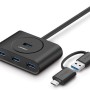 UGREEN 2-in-1 4-Port USB 3.0 to USB-C and USB-A with 5Gbps Data Speed and OTG Function Compatible (1M)-40850 - Black