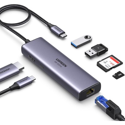 UGREEN(60515) 7in1 USB C Hub with Gigabit Ethernet 4K@60Hz HDMI(so)