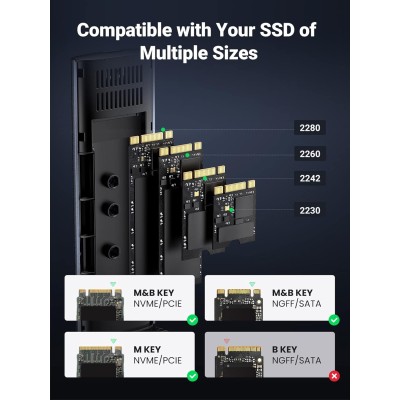 UGREEN (CM578-15512)SSD Enclosure, Tool-Free USB C External, 10Gbps M.2 NVMe (SO)