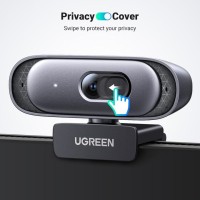 Ugreen Webcam 2K 30FPS Full HD, Webcam with Dual Microphone, 91° Field of View, Privacy Protection, Auto Focus, Automatic Light Correction, Stereo Sound, Plug & Play, PC Camera for Windows MacOS