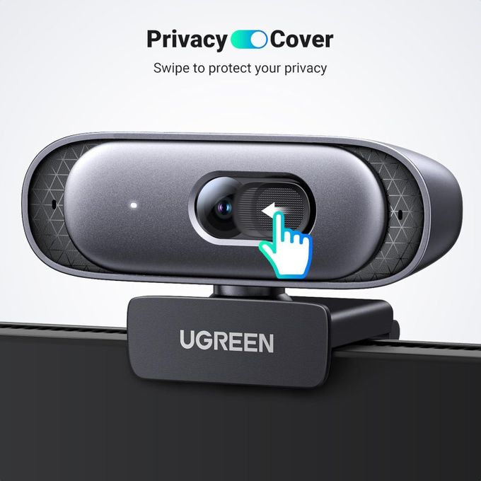 Ugreen Webcam 2K 30FPS Full HD, Webcam with Dual Microphone, 91° Field of View, Privacy Protection, Auto Focus, Automatic Light Correction, Stereo Sound, Plug & Play, PC Camera for Windows MacOS