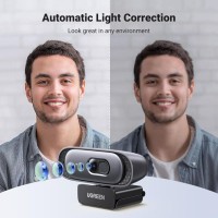 Ugreen Webcam 2K 30FPS Full HD, Webcam with Dual Microphone, 91° Field of View, Privacy Protection, Auto Focus, Automatic Light Correction, Stereo Sound, Plug & Play, PC Camera for Windows MacOS