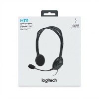 Logitech H111 Stereo on-ear headset, wired with microphone - Black