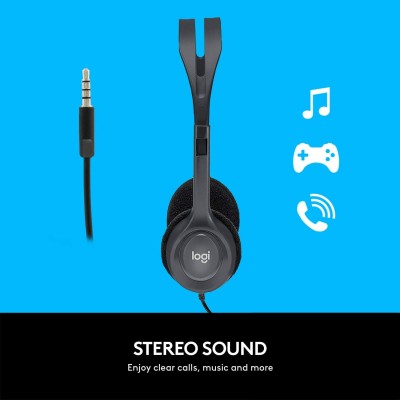 Logitech H111 Stereo on-ear headset, wired with microphone - Black