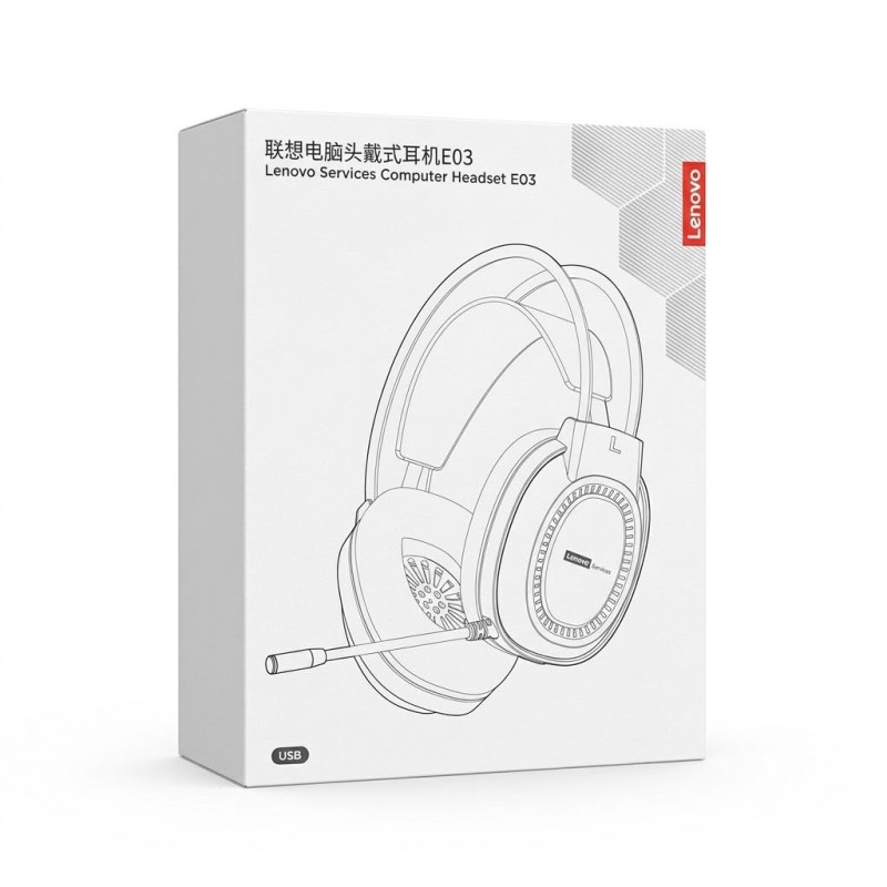 Lenovo E03 RGB Light Earphone With Microphone USB Plug Headphone Noise Cancelling Lenovo E03 RGB Light Earphone With Microphone USB Plug Headphone Noise Cancelling