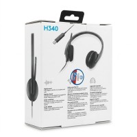 Logitech H340 Stereo Headset with Noise Cancelling Microphone And Wired USB Plug For Computer PC, Mac, Laptop - Black Logitech H340 Stereo Headset with Noise Cancelling Microphone And Wired USB Plug For Computer PC, Mac, Laptop - Black