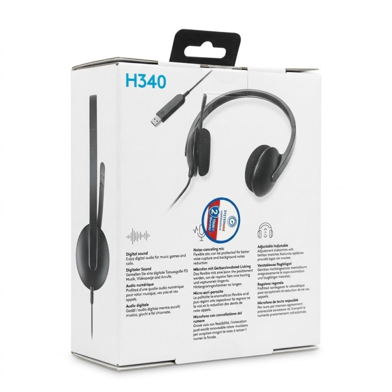 Logitech H340 Stereo Headset with Noise Cancelling Microphone And Wired USB Plug For Computer PC, Mac, Laptop - Black Logitech H340 Stereo Headset with Noise Cancelling Microphone And Wired USB Plug For Computer PC, Mac, Laptop - Black