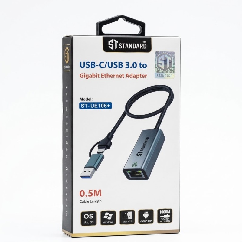 Standard USC-C /USB 3.0 TO Gigabit Ethernet Adapter ST-UE106+ Standard USC-C /USB 3.0 TO Gigabit Ethernet Adapter ST-UE106+