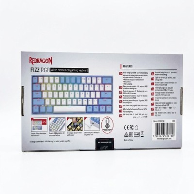 REDRAGON K617 FIZZ RED Switch RGB - WHITE/BLUE (60% KB) - ARABIC