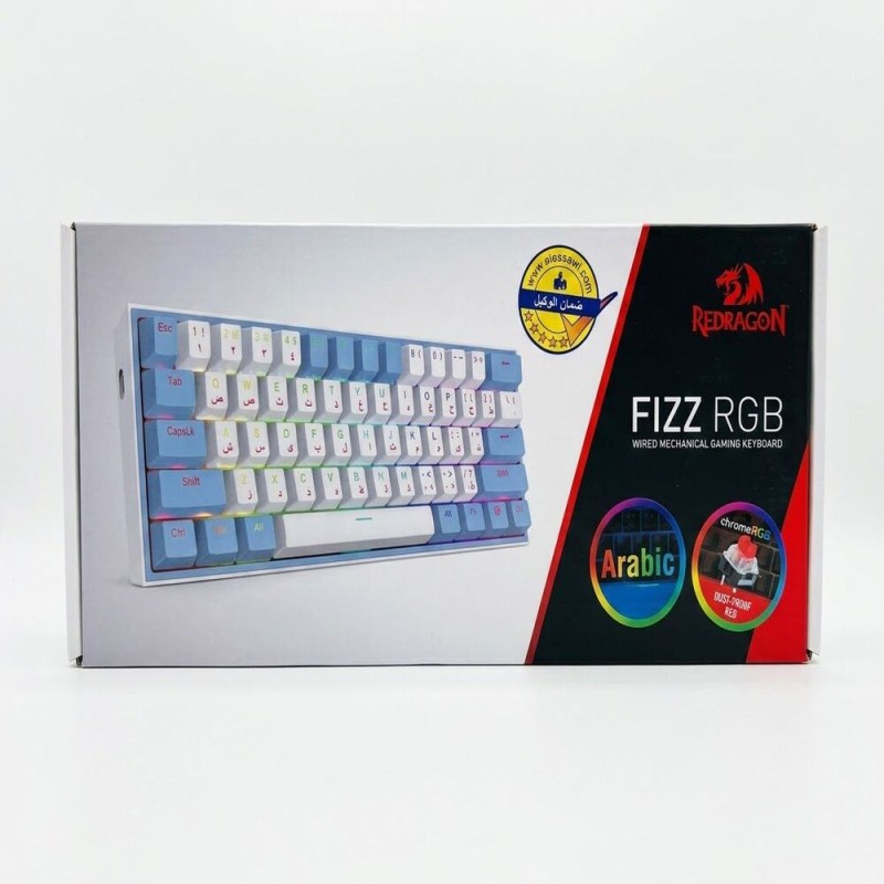 REDRAGON K617 FIZZ RED Switch RGB - WHITE/BLUE (60% KB) - ARABIC