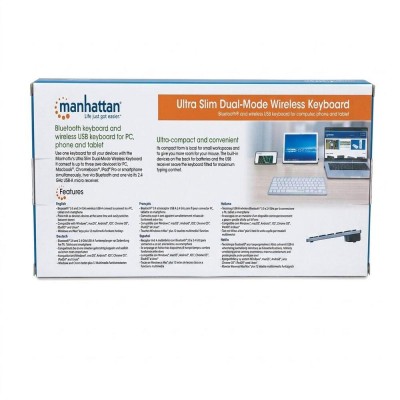 Manhattan Ultra Slim Dual-Mode Wireless Keyboard - 180566 - Silver / White